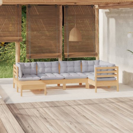 Garden furniture set 6 pieces and cushions solid pine wood by , Garden sets - Ref: Foro24-3096537, Price: 459,91 €, Discount: %