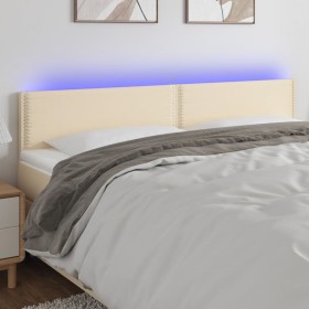 Cream fabric headboard with LED 160x5x78/88 cm by , Headboards and footboards - Ref: Foro24-3121483, Price: 68,67 €, Discount: %