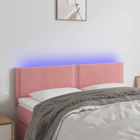 Pink velvet headboard with LED 144x5x78/88 cm by , Headboards and footboards - Ref: Foro24-3121525, Price: 66,99 €, Discount: %