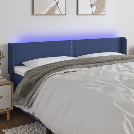 Cabecero con LED de tela azul 163x16x78/88 cm de , Cabeceros y pies de cama - Ref: Foro24-3123108, Precio: 76,38 €, Descuento: %