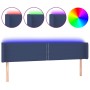 Cabecero con LED de tela azul 163x16x78/88 cm de , Cabeceros y pies de cama - Ref: Foro24-3123108, Precio: 76,38 €, Descuento: %