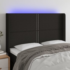 Black fabric headboard with LED 147x16x118/128 cm by , Headboards and footboards - Ref: Foro24-3123908, Price: 119,21 €, Disc...