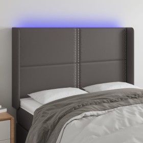 Cabecero con LED cuero sintético gris 147x16x118/128cm de , Cabeceros y pies de cama - Ref: Foro24-3124002, Precio: 142,99 €,...