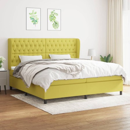 Cama box spring con colchón tela verde 200x200 cm de , Camas y somieres - Ref: Foro24-3128236, Precio: 676,78 €, Descuento: %