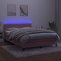 Cama box spring colchón y LED terciopelo rosa 140x200 cm de , Camas y somieres - Ref: Foro24-3134350, Precio: 431,15 €, Descu...