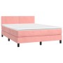 Cama box spring colchón y LED terciopelo rosa 140x200 cm de , Camas y somieres - Ref: Foro24-3134350, Precio: 431,15 €, Descu...