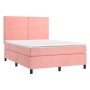 Boxspringbett mit Matratze und LED-Rosa-Samt 140x190 cm von , Betten und Lattenroste - Ref: Foro24-3136064, Preis: 499,92 €, ...