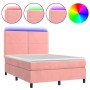 Box spring bed with mattress and LED pink velvet 140x200 cm by , Beds and slatted bases - Ref: Foro24-3136070, Price: 505,22 ...