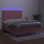 Cama box spring colchón y LED terciopelo rosa 140x200 cm de , Camas y somieres - Ref: Foro24-3136070, Precio: 516,10 €, Descu...