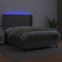 Cama box spring colchón y LED cuero sintético gris 140x190 cm de , Camas y somieres - Ref: Foro24-3139323, Precio: 554,99 €, ...