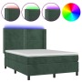 Box spring bed with mattress and LED dark green velvet 140x200cm by , Beds and slatted bases - Ref: Foro24-3139508, Price: 55...