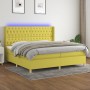 Cama box spring colchón y luces LED tela verde 200x200 cm de , Camas y somieres - Ref: Foro24-3139148, Precio: 678,99 €, Desc...