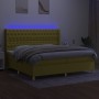 Cama box spring colchón y luces LED tela verde 200x200 cm de , Camas y somieres - Ref: Foro24-3139148, Precio: 678,99 €, Desc...