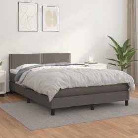 Box spring bed with gray synthetic leather mattress 140x200 cm by , Beds and slatted bases - Ref: Foro24-3141069, Price: 458,...