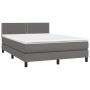 Cama box spring con colchón cuero sintético gris 140x200 cm de , Camas y somieres - Ref: Foro24-3141069, Precio: 435,99 €, De...