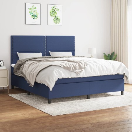 Boxspringbett mit blauer Stoffmatratze 160x200 cm von , Betten und Lattenroste - Ref: Foro24-3141711, Preis: 570,99 €, Rabatt: %