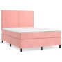 Box spring bed with pink velvet mattress 140x200 cm by , Beds and slatted bases - Ref: Foro24-3142970, Price: 513,60 €, Disco...