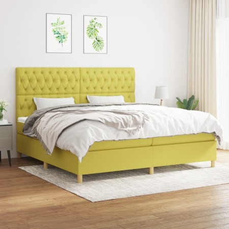 Box spring bed with green fabric mattress 200x200 cm by , Beds and slatted bases - Ref: Foro24-3142608, Price: 667,99 €, Disc...