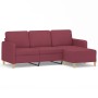 Sofá de 3 plazas con taburete de tela rojo tinto 180 cm de , Sofás - Ref: Foro24-3201198, Precio: 335,47 €, Descuento: %