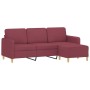 Sofá de 3 plazas con taburete de tela rojo tinto 180 cm de , Sofás - Ref: Foro24-3201198, Precio: 334,99 €, Descuento: %