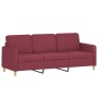 Sofá de 3 plazas con taburete de tela rojo tinto 180 cm de , Sofás - Ref: Foro24-3201198, Precio: 334,99 €, Descuento: %