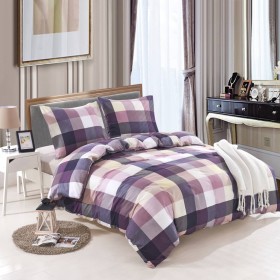 Purple checkered duvet cover set 155x220/80x80 cm by , Duvet covers - Ref: Foro24-132488, Price: 28,99 €, Discount: %