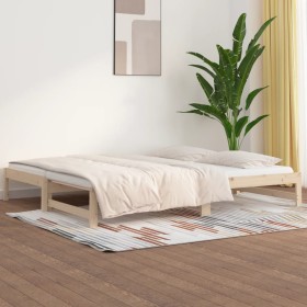 Sofá cama extraíble madera maciza de pino 2x(90x200) cm de , Camas y somieres - Ref: Foro24-820427, Precio: 117,99 €, Descuen...