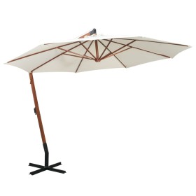 Hanging parasol 350 cm with white wooden pole by , Umbrellas - Ref: Foro24-42966, Price: 156,99 €, Discount: %