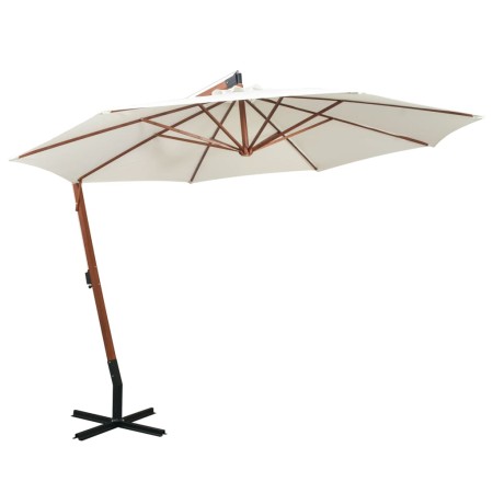 Hanging parasol 350 cm with white wooden pole by , Umbrellas - Ref: Foro24-42966, Price: 208,80 €, Discount: %