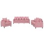 Pink velvet 3-piece sofa set with cushions by , Sofas - Ref: Foro24-3201683, Price: 668,92 €, Discount: %