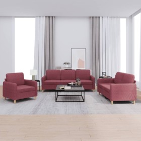 Sofa set with cushions 3 pieces red fabric by , Sofas - Ref: Foro24-3202060, Price: 653,33 €, Discount: %