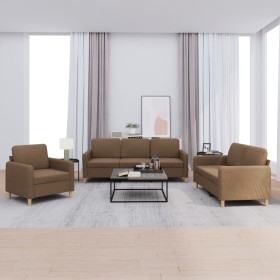 Sofa set with cushions 3 pieces brown fabric by , Sofas - Ref: Foro24-3202057, Price: 652,99 €, Discount: %