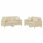 Sofa set with cushions 2 pieces cream fabric by , Sofas - Ref: Foro24-3202104, Price: 460,99 €, Discount: %