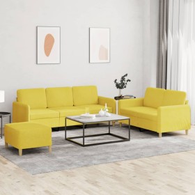 Sofagarnitur mit Kissen 3-teilig aus hellgelbem Stoff von , Sofas - Ref: Foro24-3202131, Preis: 530,50 €, Rabatt: %