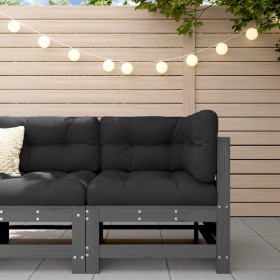 Garten-Ecksofa aus massivem grauem Kiefernholz von , Modulare Sofas für den Außenbereich - Ref: Foro24-825606, Preis: 88,99 €...