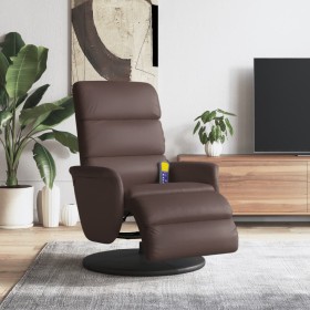 Sillón reclinable masaje con reposapiés cuero sintético marrón de , Sillones - Ref: Foro24-356726, Precio: 278,99 €, Descuent...