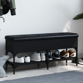 Black engineered wood shoe bench 102x32x45 cm by , Benches for halls and storage - Ref: Foro24-835177, Price: 84,54 €, Discou...