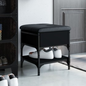 Black engineered wood shoe bench 42x42x45 cm by , Benches for halls and storage - Ref: Foro24-835182, Price: 56,99 €, Discoun...