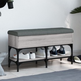 Banco zapatero madera de ingeniería gris Sonoma 82x32x45 cm de , Bancos para recibidores y almacenamiento - Ref: Foro24-83517...