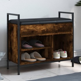 Engineered wood shoe bench smoked oak 65.5x32x57.5 cm by , Benches for halls and storage - Ref: Foro24-835204, Price: 65,17 €...