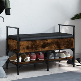 Engineered wood shoe bench smoked oak 85.5x42x57.5 cm by , Benches for halls and storage - Ref: Foro24-835231, Price: 81,55 €...