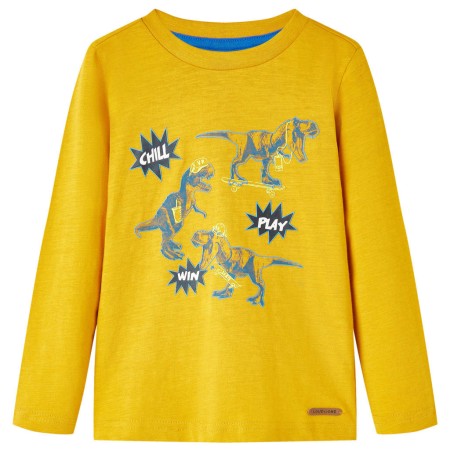 Camiseta infantil de manga larga color ocre 128 de , Camisetas para niños - Ref: Foro24-13247, Precio: 8,34 €, Descuento: %