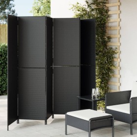 Biombo de 6 paneles ratán sintético negro de , Divisores de ambientes - Ref: Foro24-365352, Precio: 253,99 €, Descuento: %