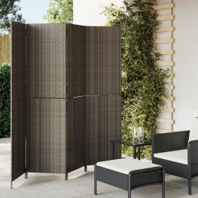 Gray synthetic rattan 4-panel screen by , Room dividers - Ref: Foro24-365346, Price: 179,83 €, Discount: %