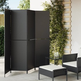 Biombo de 4 paneles ratán sintético negro de , Divisores de ambientes - Ref: Foro24-365344, Precio: 172,99 €, Descuento: %