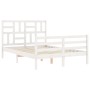 Estructura cama de matrimonio con cabecero madera maciza blanco de , Camas y somieres - Ref: Foro24-3194872, Precio: 152,21 €...