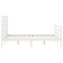 Estructura cama de matrimonio con cabecero madera maciza blanco de , Camas y somieres - Ref: Foro24-3194872, Precio: 152,21 €...