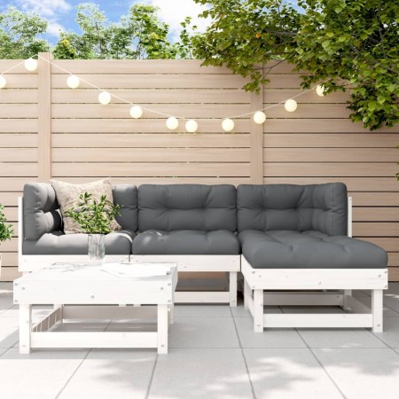 Gartensofa-Set 5-teilig aus massivem weißem Kiefernholz von , Gartensets - Ref: Foro24-3186166, Preis: 284,99 €, Rabatt: %