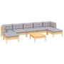 Garden furniture set 8 pieces and gray pine wood cushions by , Garden sets - Ref: Foro24-3097096, Price: 614,89 €, Discount: %