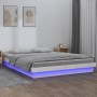 Estructura de cama con LED madera maciza blanca 160x200 cm de , Camas y somieres - Ref: Foro24-819983, Precio: 171,77 €, Desc...